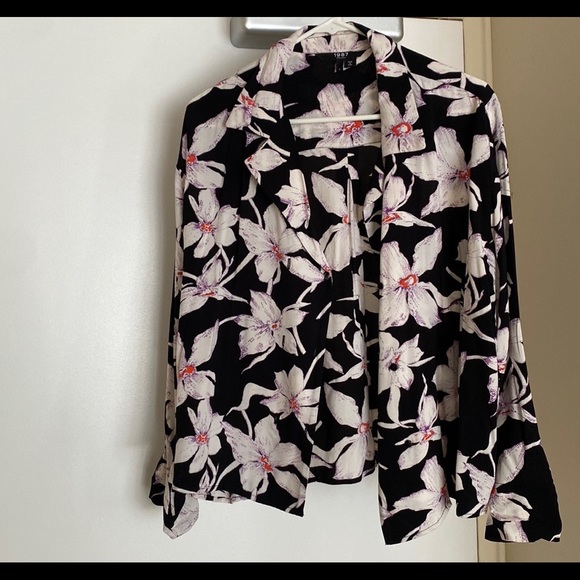1987 Floral Print Blouse Long Sleeve Size L - Picture 1 of 4